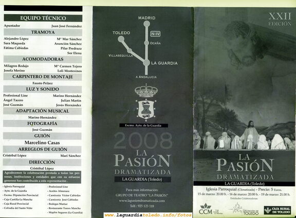 Portada del programa de mano de la representación de la Pasión 2008