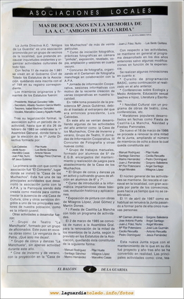 Primer número de "El Balcón de La Guardia" aparecido en el otoño de 1995. Página 4