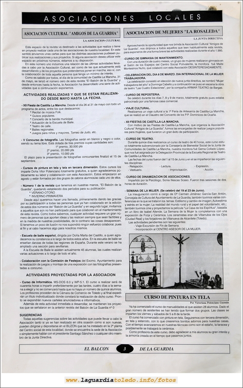 Primer número de "El Balcón de La Guardia" aparecido en el otoño de 1995. Página 3