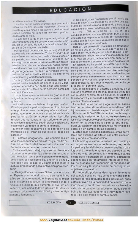 Primer número de "El Balcón de La Guardia" aparecido en el otoño del 1995. Página 8