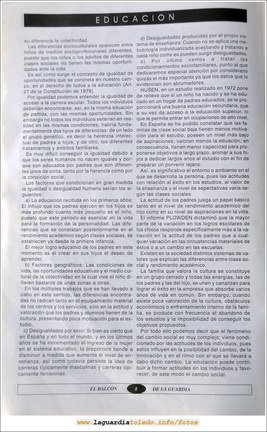 Primer número de "El Balcón de La Guardia" aparecido en el otoño del 1995. Página 8