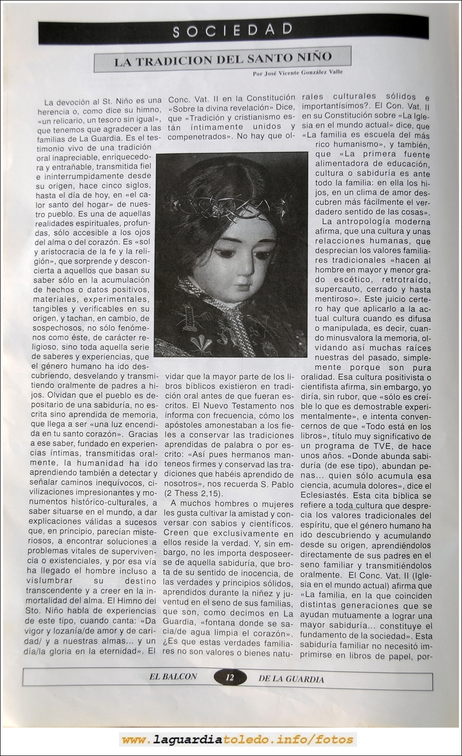 Primer número de "El Balcón de La Guardia" aparecido en el otoño del 1995. Página 12
