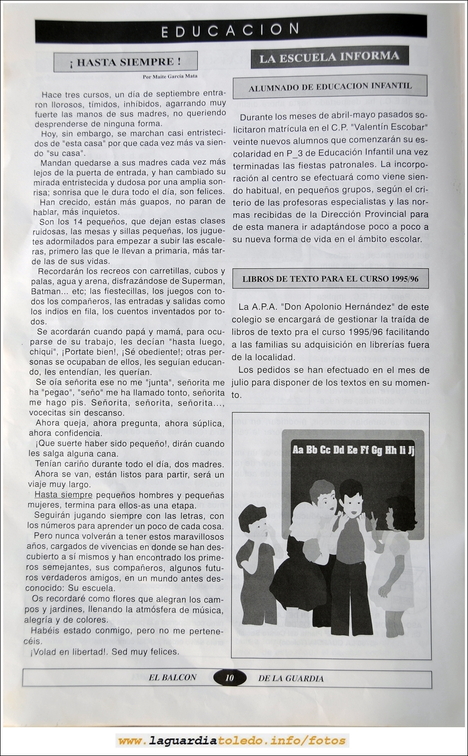 Primer número de "El Balcón de La Guardia" aparecido en el otoño del 1995. Página 10