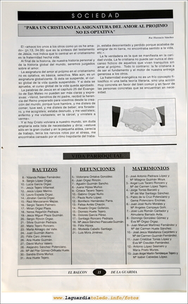 Primer número de "El Balcón de La Guardia" aparecido en el otoño del 1995. Página 15