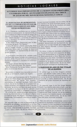 Primer número de "El Balcón de La Guardia" aparecido en el otoño del 1995. Página 20