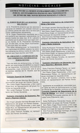 Primer número de "El Balcón de La Guardia" aparecido en el otoño del 1995. Página 19