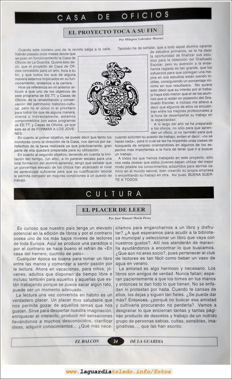 Primer número de "El Balcón de La Guardia" aparecido en el otoño del 1995. Pág.24