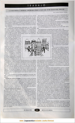 Primer número de "El Balcón de La Guardia" aparecido en el otoño del 1995. Pág.22