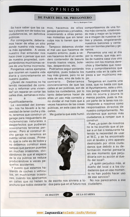 Primer número de "El Balcón de La Guardia" aparecido en el otoño del 1995. Pág.27