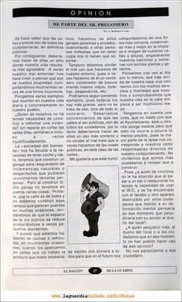 Primer número de "El Balcón de La Guardia" aparecido en el otoño del 1995. Pág.27