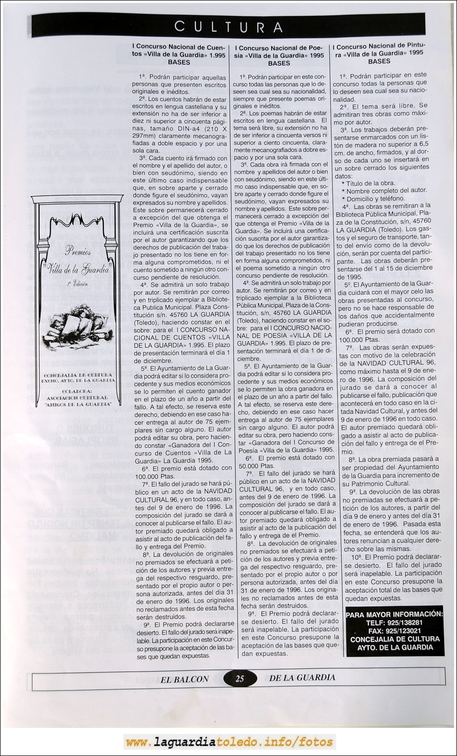Primer número de "El Balcón de La Guardia" aparecido en el otoño del 1995. Pág.25