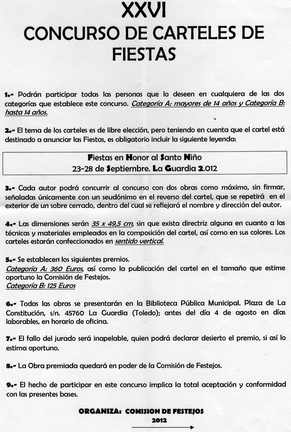 Bases para el concurso de carteles de fiestas 2012