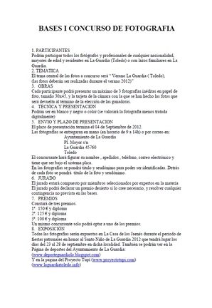 Bases para el Concurso fotográfico "Verano en La Guardia 2012"