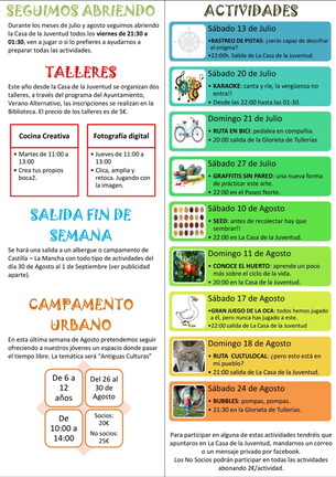 Actividades Casa de la Juventud verano 2013