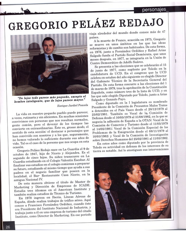 Artículo de Fernando Guzmán Nuño (pregonero de las fiestas 2012) sobre el diputado guardiolo Gregorio Peláez Redajo publicado en la revista El Balcón de La Guardia
