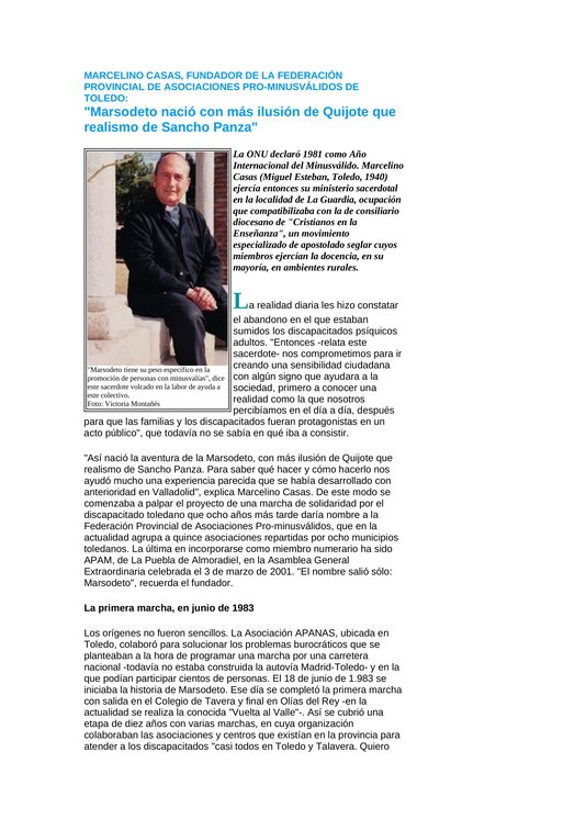 Información extraída de internet sobre Marsodeto y D. Marcelino Casas