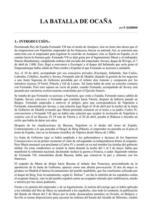 Artículo del historiador local Fernando Guzmán Nuño publicado en internet sobre la Batalla de Ocaña en la Guerra de la Indepencia en donde se hace referencia en repetidas ocasiones a La Guardia