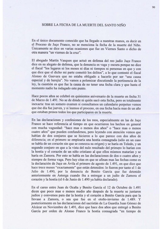 Proceso de investigación para la averiguación de la fecha de la muerte del Santo Niño.