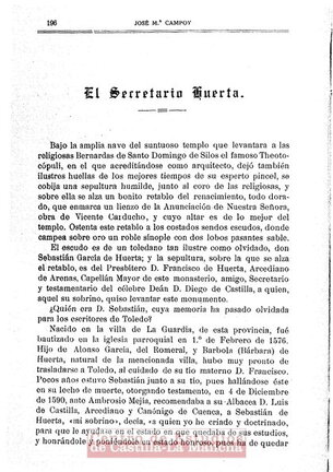 Documento sobre Sebastián García de Huerta de la Biblioteca de la UCLM