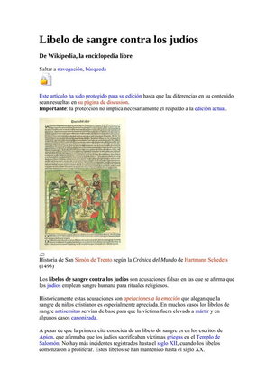 Información extraída de la Wikipedia sobre el "Libelo de sangre" contra los judíos, en donde se habla del Santo Niño de La Guardia