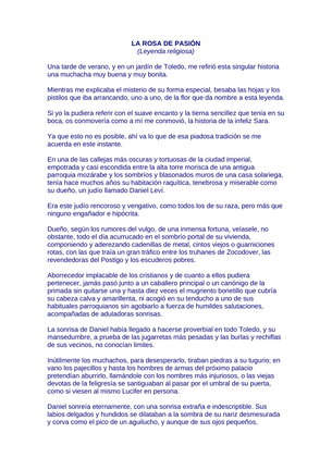 Leyenda de Gustavo Adolfo Bécquer "La Rosa de la Pasión" en donde habla del Santo Niño de la Guardia