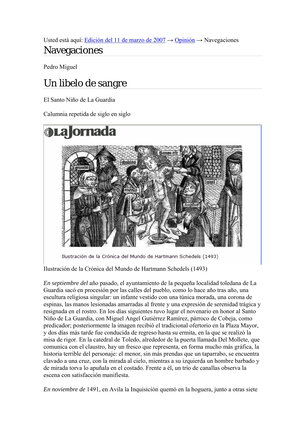11 de Marzo de 2007. Referencia al Santo Niño de La Guardia en una revista mejicana