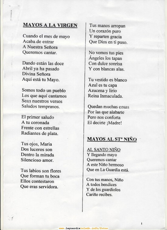 Letra de "Los Mayos" compuestos por Tomasa Mora