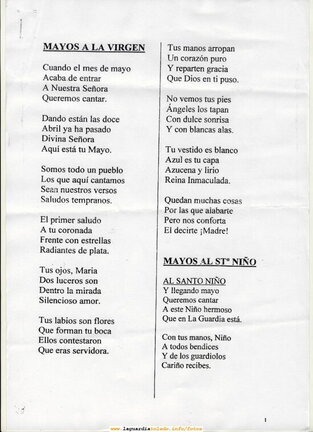 Letra de "Los Mayos" compuestos por Tomasa Mora