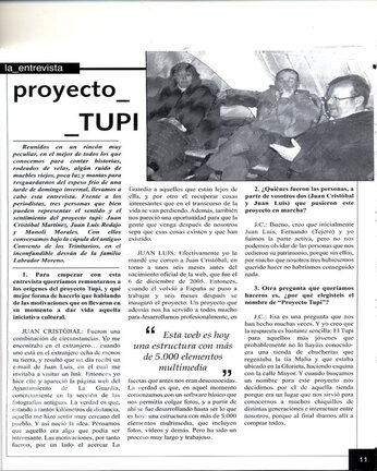 Entrevista del Balcón de la Guardia a miembros de Proyecto Tupi del número de Diciembre de 2010