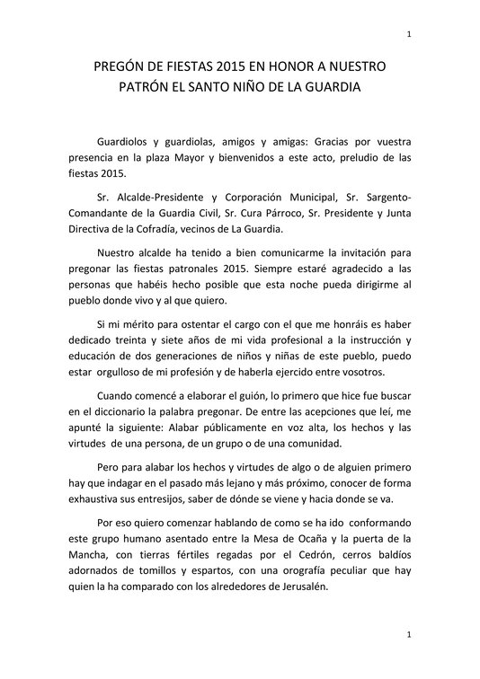 Pregón de fiestas de Don Jose Manuel Marín Pérez