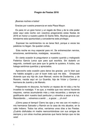 Pregón de Fiestas 2016 de D. Jesús Manuel García-Serrano Cabiedas