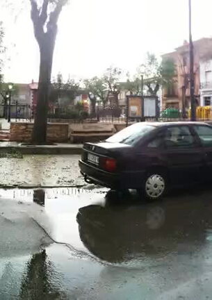 Efectos de la fuerte granizada en la Calle Mayor y Glorieta( 20-11-2011) visualizados a través de una panorámica de 180º