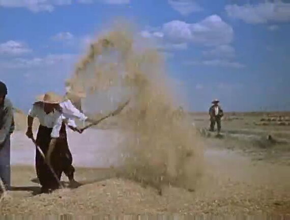 Secuencia de la película "La Venganza" (1957) dirigida por Juan Antonio Bardem e interpretada por Carmen Sevilla y Jorge Mistral rodada en los campos de La Guardia