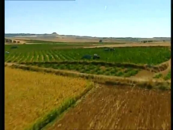 Secuencia de la serie "Un paseo por las nubes" de Castilla la Mancha Televisión en donde aparecen vendimiadores guardiolos y una panorámica desde el aire del Cerro de la Atalaya