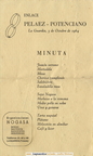 Menú del enlace de Victoria Potenciano y Fausto Peláez, año 1964