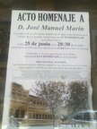 Cartel anunciador del homenaje a D. Jose Manuel Marín el 25 de Junio de 2010