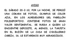 Se ha perdido una cámara de fotos...