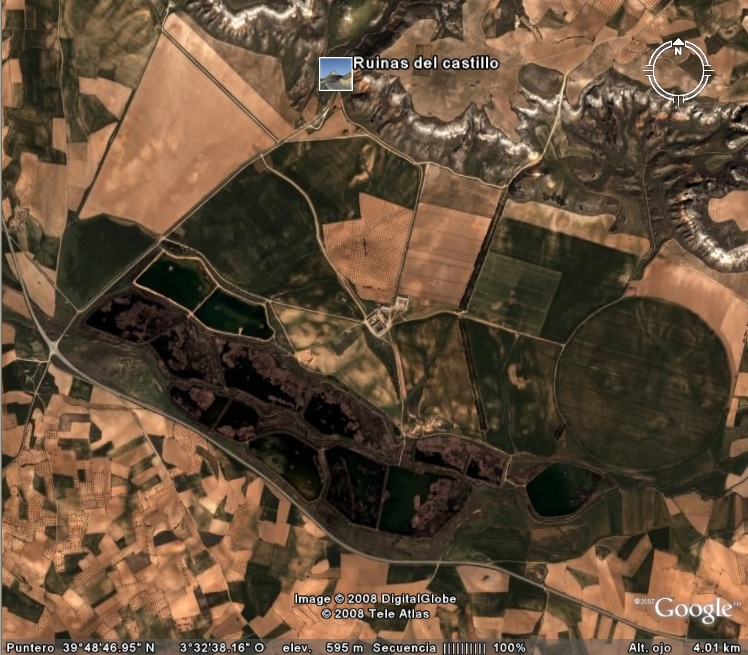 Foto de satélite de la Dehesa Monreal o Lagunas de la Vega como se conocen en La Guardia