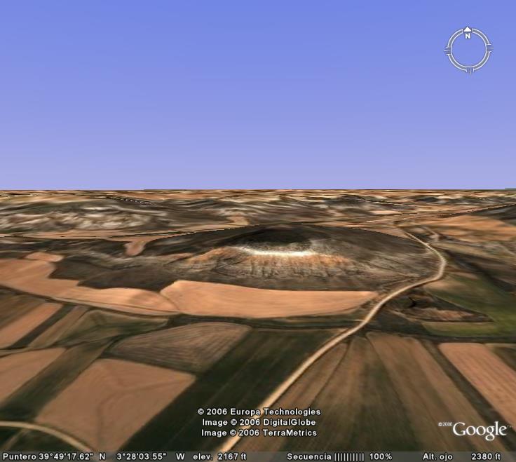 El cerro de las Maricas en perspectiva en altura visto por Google Earth