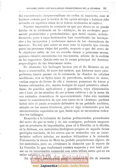 Informe de los hallazgos prehistóricos de La Guardia