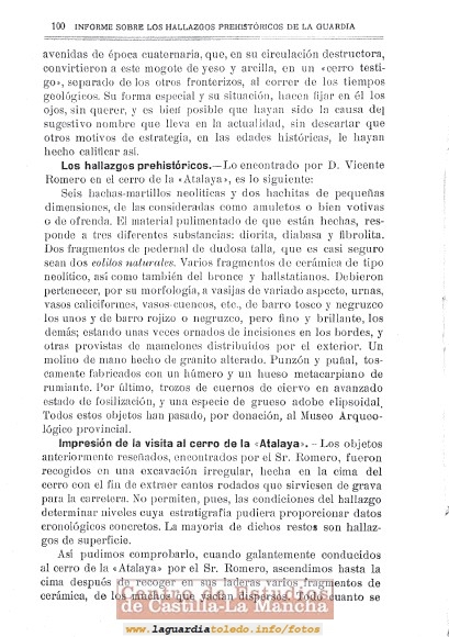 Informe de los hallazgos prehistóricos de La Guardia