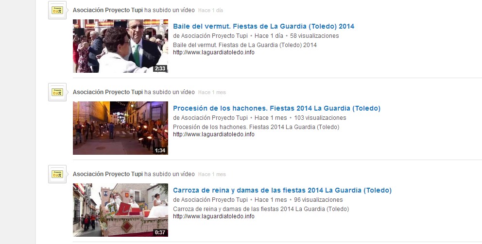 Vídeos en Canal YouTube de www.laguardiatoledo.info