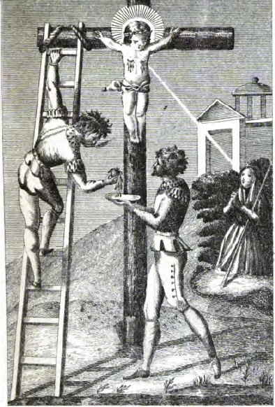 Grabado del Santo Niño extraído del libro del párroco guardiolo Martín Martínez Moreno "Historia del Martirio del Santo Niño de La Guardia" de 1785