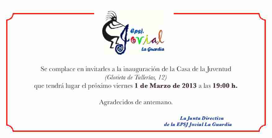 Invitación Inaguración Casa de la Juventud