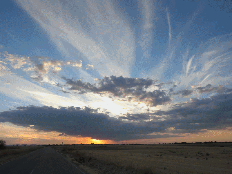Puesta de sol desde la carretera de Villatobas a la altura de camino Palo Carretero 1-10-2016