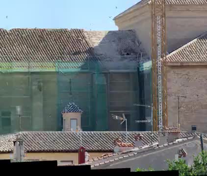 Las obras de los tejados de la Iglesia vistas desde la Cañadilla en alta resolución (500 Mpx) con el formato de visualización interactivo con controles