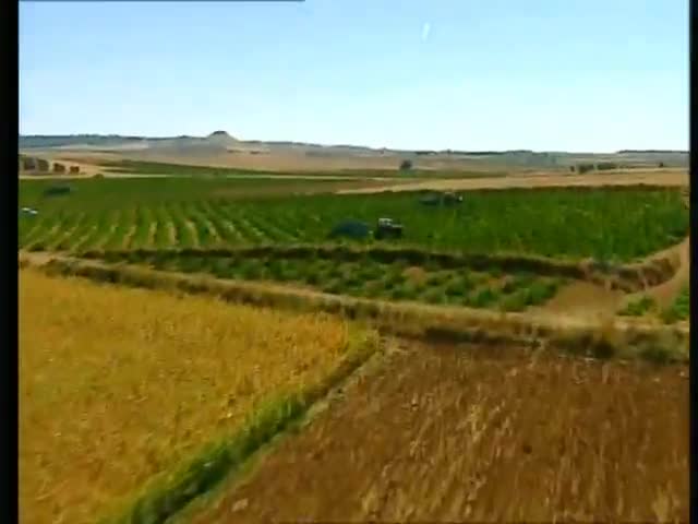 Secuencia de la serie "Un paseo por las nubes" de Castilla la Mancha Televisión en donde aparecen vendimiadores guardiolos y una panorámica desde el aire del Cerro de la Atalaya
